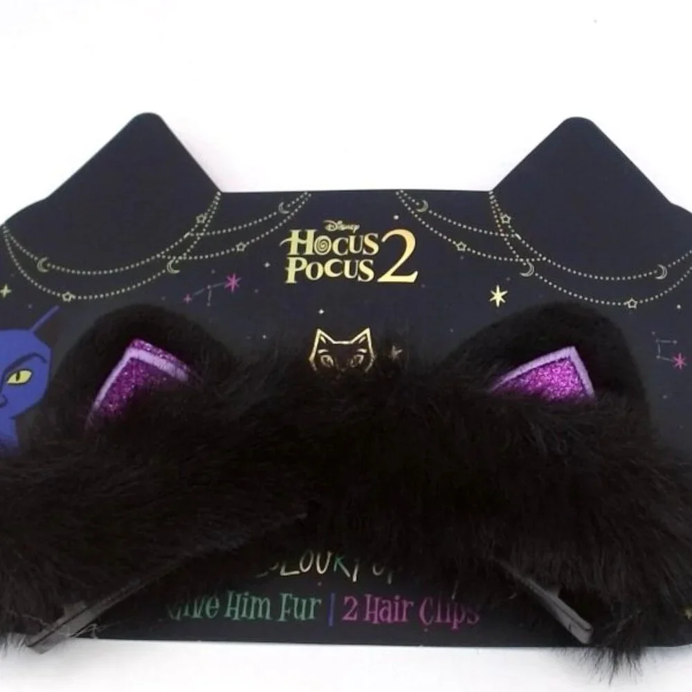 ColourPop × Disney Hocus Pocus 2 Faux Fur Cat Ear Hair Clips‎ Set (2) New
